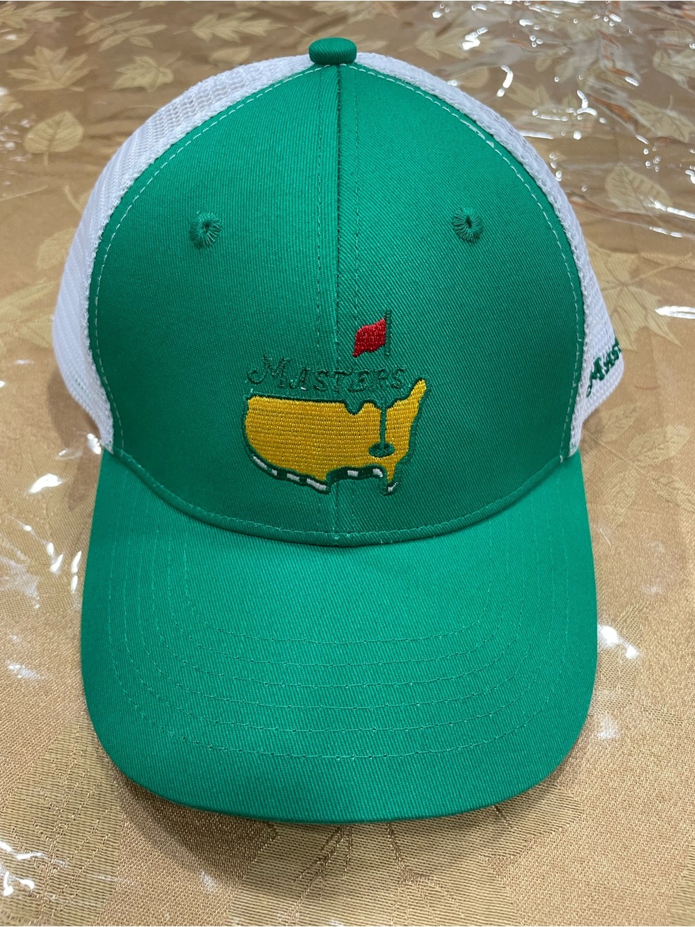 Masters Green and Yellow Trucker Cap with White Mesh